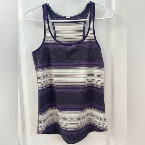 Lululemon Refresh Racer Tank Osaka Stripe Heathered Black Grape / Going Grape 8 - Picture 7 of 12